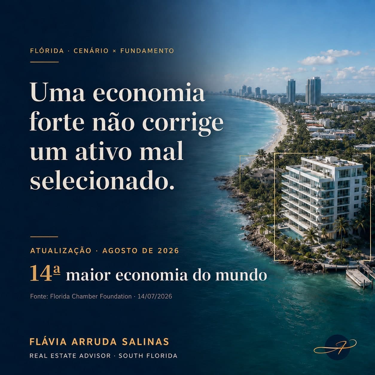 Capa editorial sobre economia da Flórida e seleção de ativos imobiliários