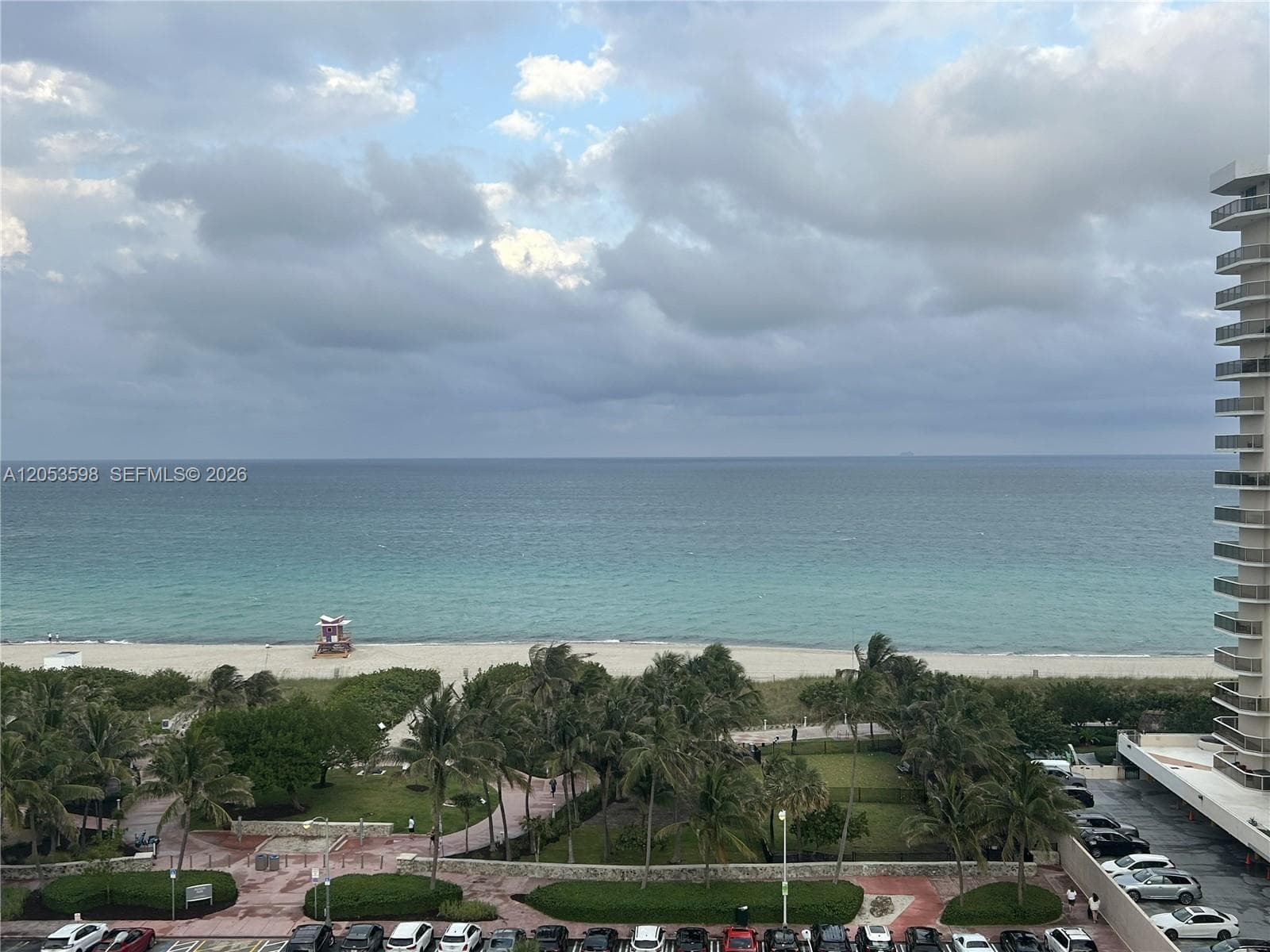 Beautiful view of the ocean, Allison Park and Miami Beach boardwalk access.