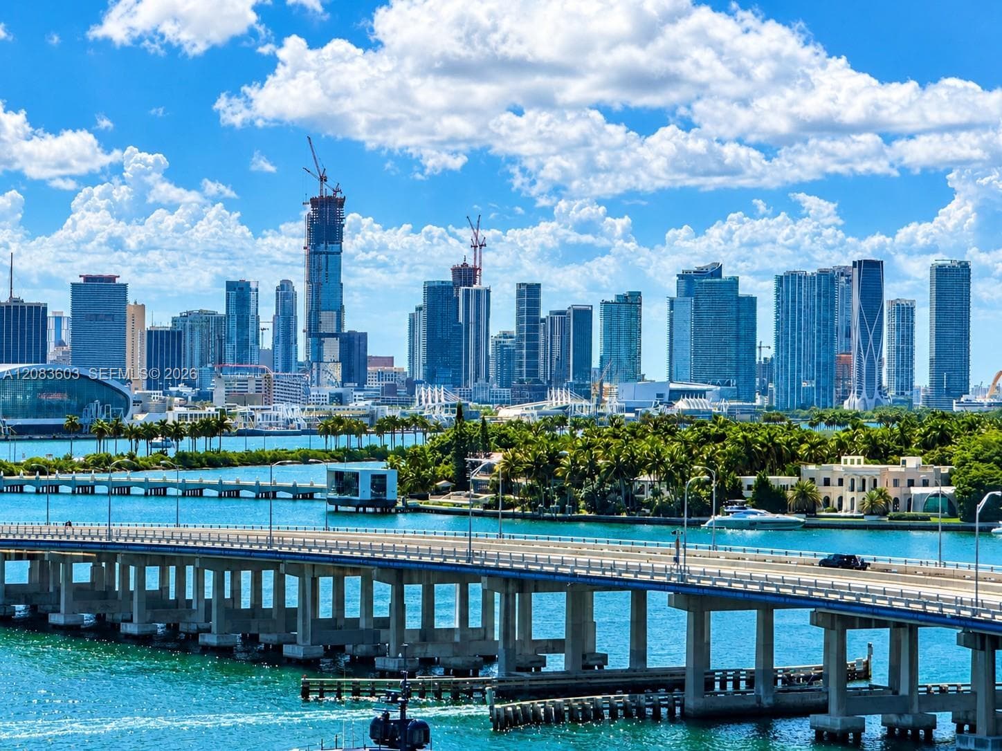 Downtown Miami, cruise ship terminals, and Star Island mansions. All panoramic photos taken from unit's terrace.
